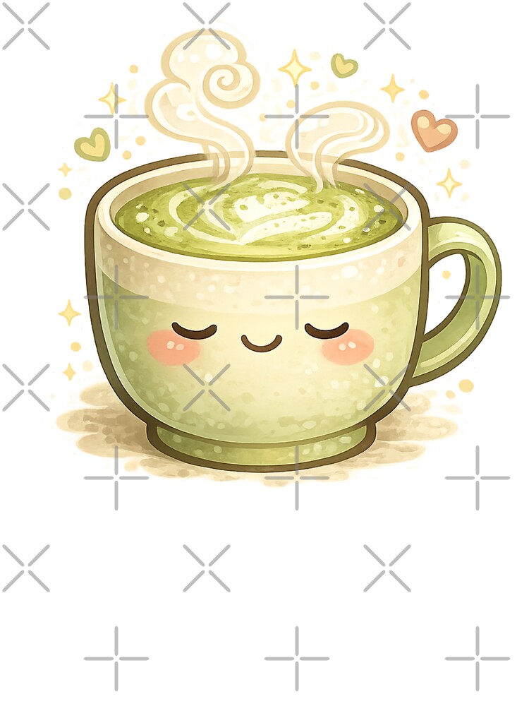Cute Matcha Latte – Cozy Kawaii Drink Illustration by MeghannsMinimalMeals T-Shirts, Hoodie, Sweatshirt (Image 3)