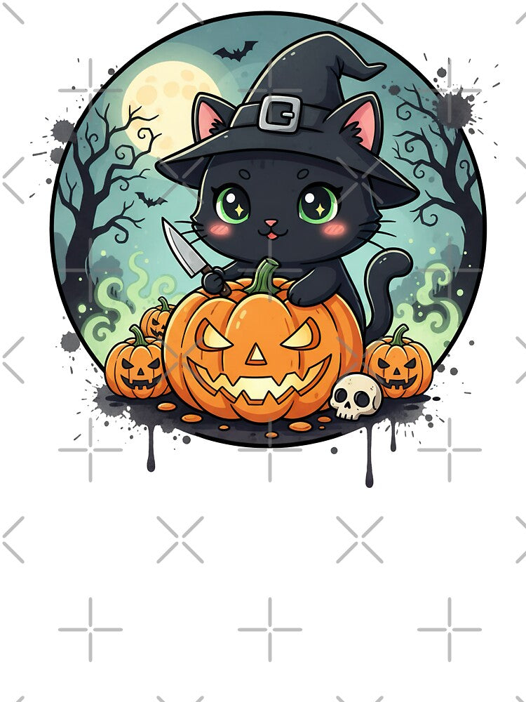 Cute Black Cat Halloween, Cute Kawaii by graphic-genie T-Shirts, Hoodie, Sweatshirt | BlankRebels.com (Image 3)