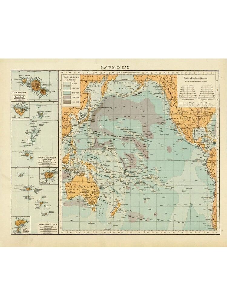 Old Pacific Ocean & Island Chains Map (1895) Vintage Nautical and Maritime Chart by BravuraMedia T-Shirts,... (Image 3)