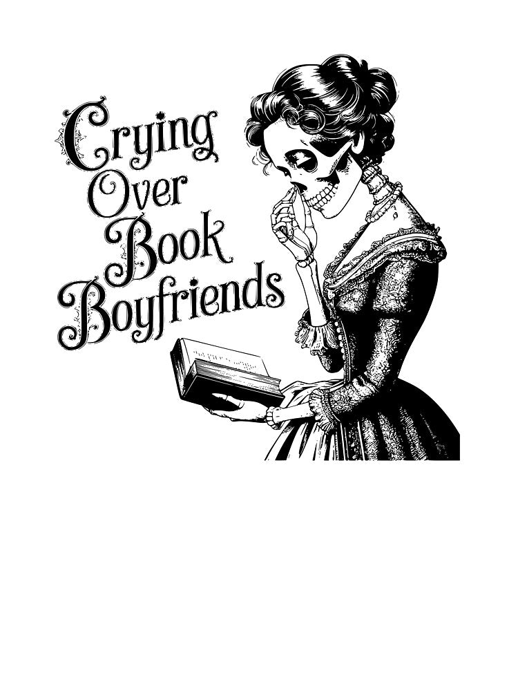 Crying over book boyfriends – funny romance reader design by CleanDecor T-Shirts, Hoodie, Sweatshirt (Image 3)