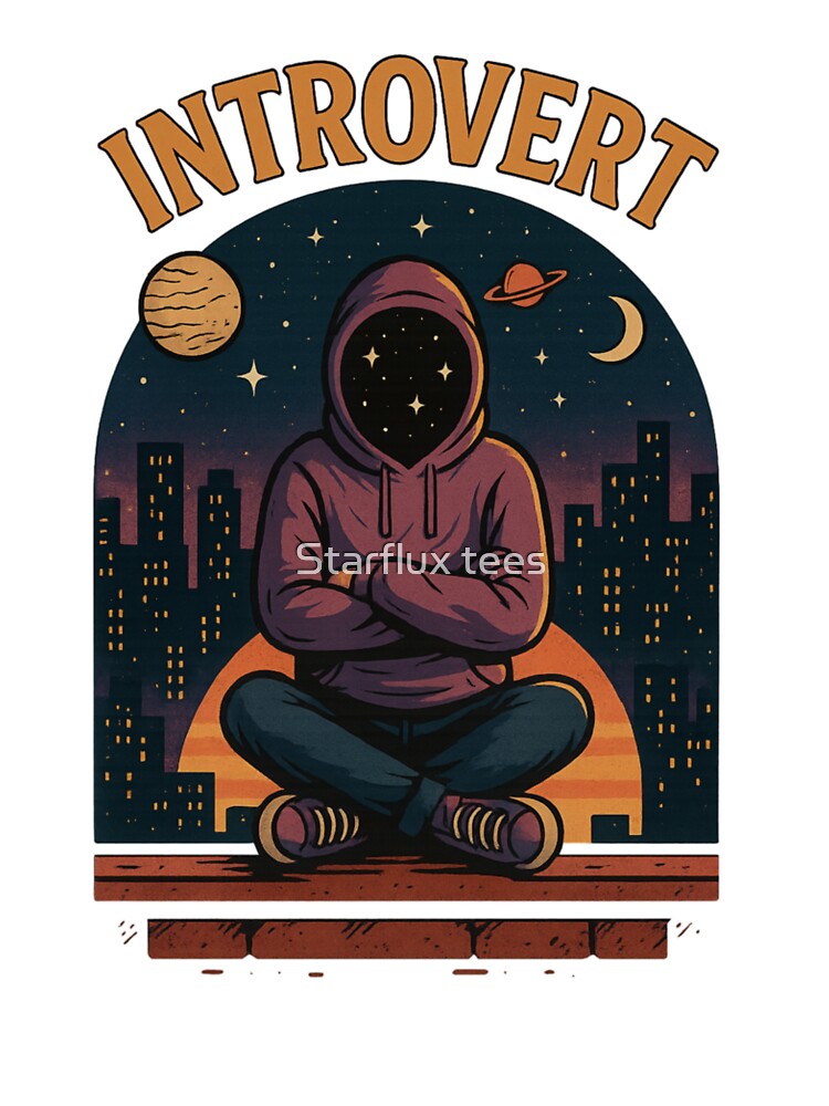 Introvert Universe- Cityscape Cosmic Reflection Tee by Starflux tees Hoodie, Sweatshirt | BlankRebels.com (Image 3)