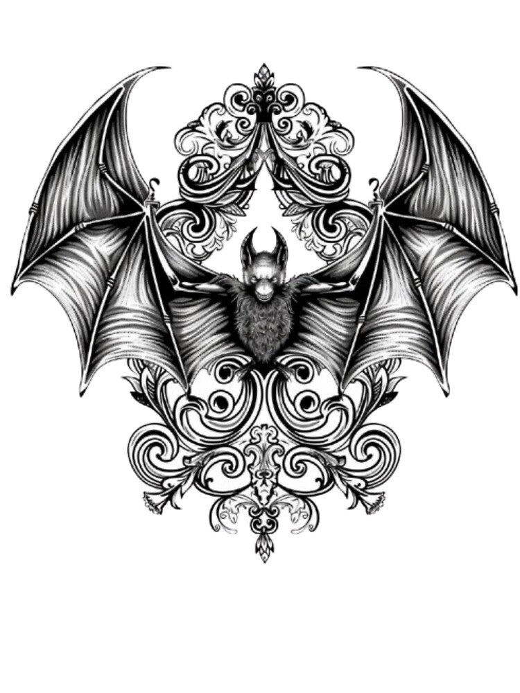 Gothic Bat with Ornamental Frame by AlexLineArt T-Shirts, Hoodie, Sweatshirt | BlankRebels.com (Image 3)