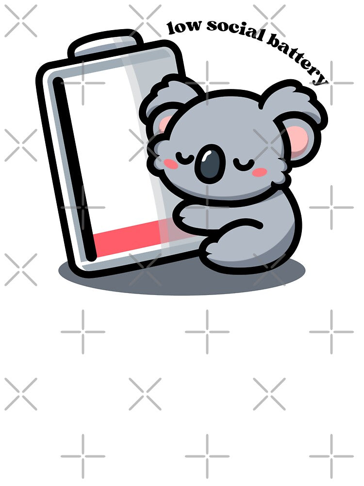 Low Social Battery | Cute Koala Hugging a Low Battery by Kimochi-Shop T-Shirts, Hoodie, Sweatshirt (Image 3)