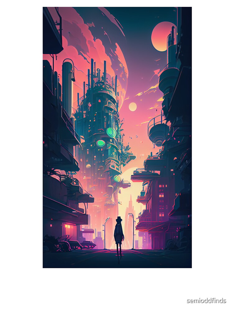 Futuristic Cyberpunk City Nightscape by semioddfinds T-Shirts, Hoodie, Sweatshirt | BlankRebels.com (Image 3)