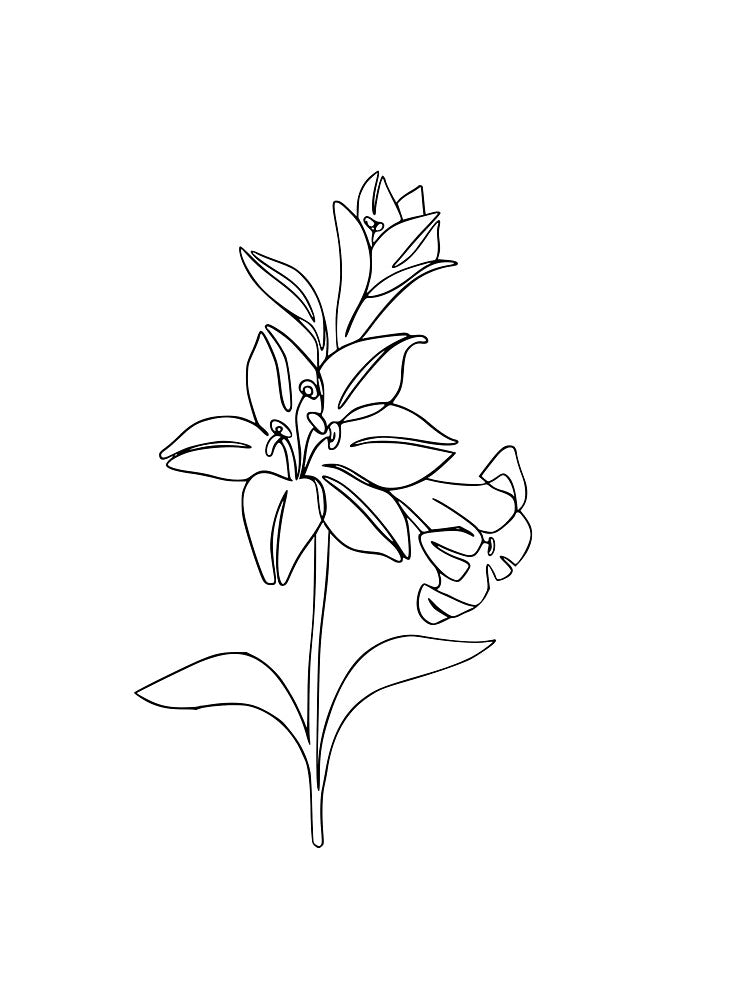 Lily One Line Flowers Art Minimal Design by StoreSALT T-Shirts, Hoodie, Sweatshirt | BlankRebels.com (Image 3)