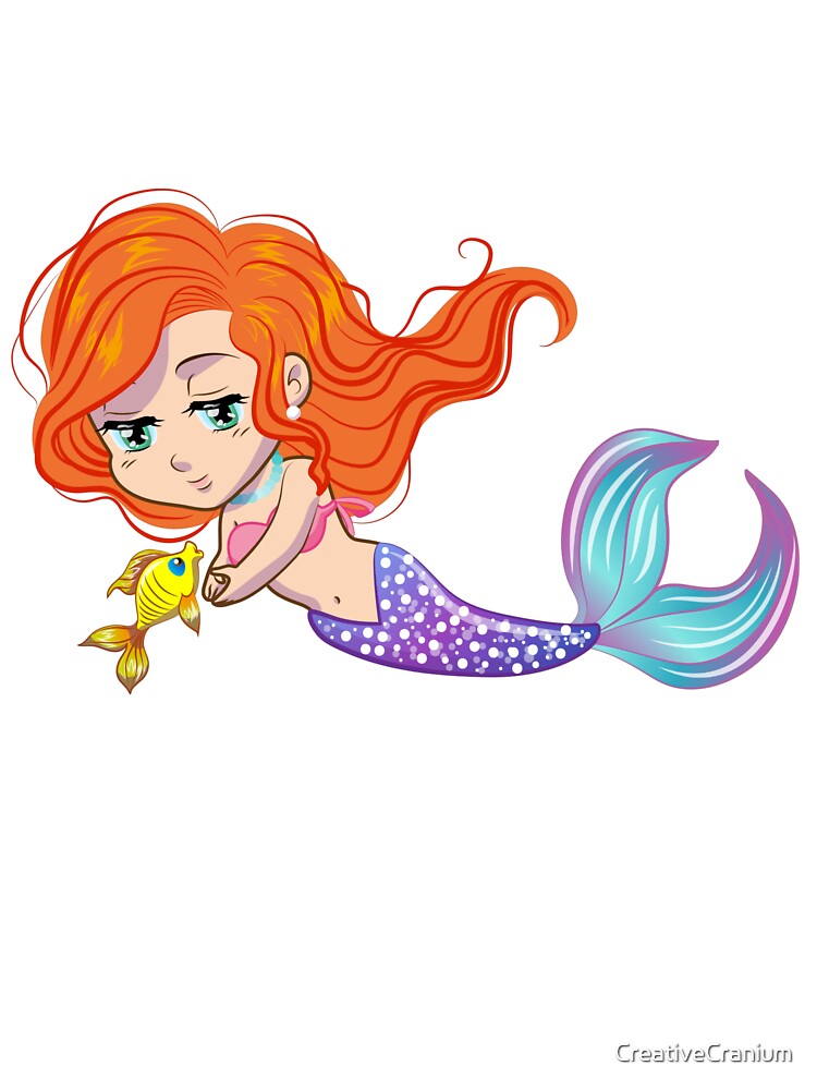 Cute Colorful Mermaid Siren With A Precious Face Drawn in The Kawaii Style by CreativeCranium T-Shirts, Hoodie,... (Image 3)