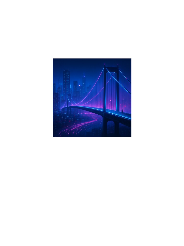 Neon Crossing – Cyberpunk Bridge Over the Future City by ZoviraDesigns T-Shirts, Hoodie, Sweatshirt (Image 3)