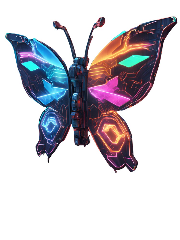 Electric Butterfly v3 - Neon Cyber Butterfly with Futuristic Glow by Traloch O'Laoi T-Shirts, Hoodie, Sweatshirt (Image 3)