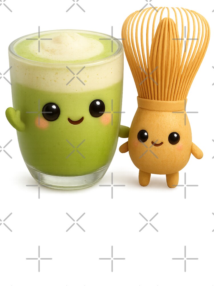 Cute Matcha Latte & Whisk Friends | Kawaii Fun Food Art by Moons Studio T-Shirts, Hoodie, Sweatshirt (Image 3)