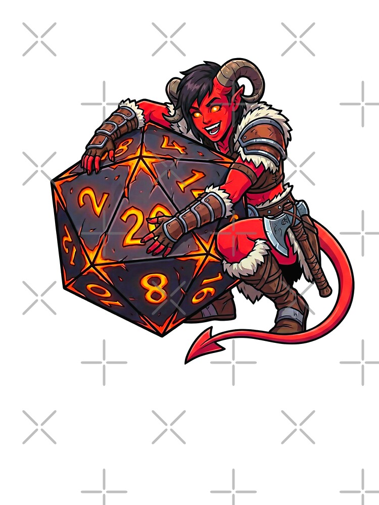 Rage & Roll: Tiefling Barbarian Dice Goblin by SkinnyFlatWhite T-Shirts, Hoodie, Sweatshirt | BlankRebels.com (Image 3)