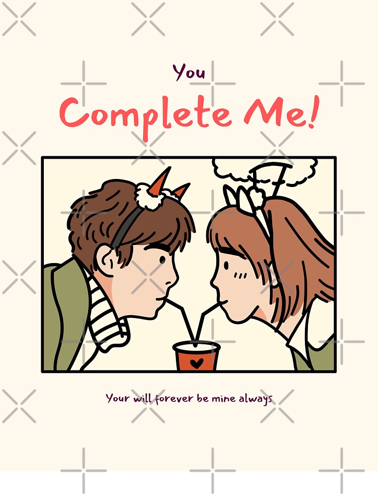 You Complete Me – Cute Romantic Couple Valentine Illustration by SheetalMourya T-Shirts, Hoodie, Sweatshirt (Image 3)