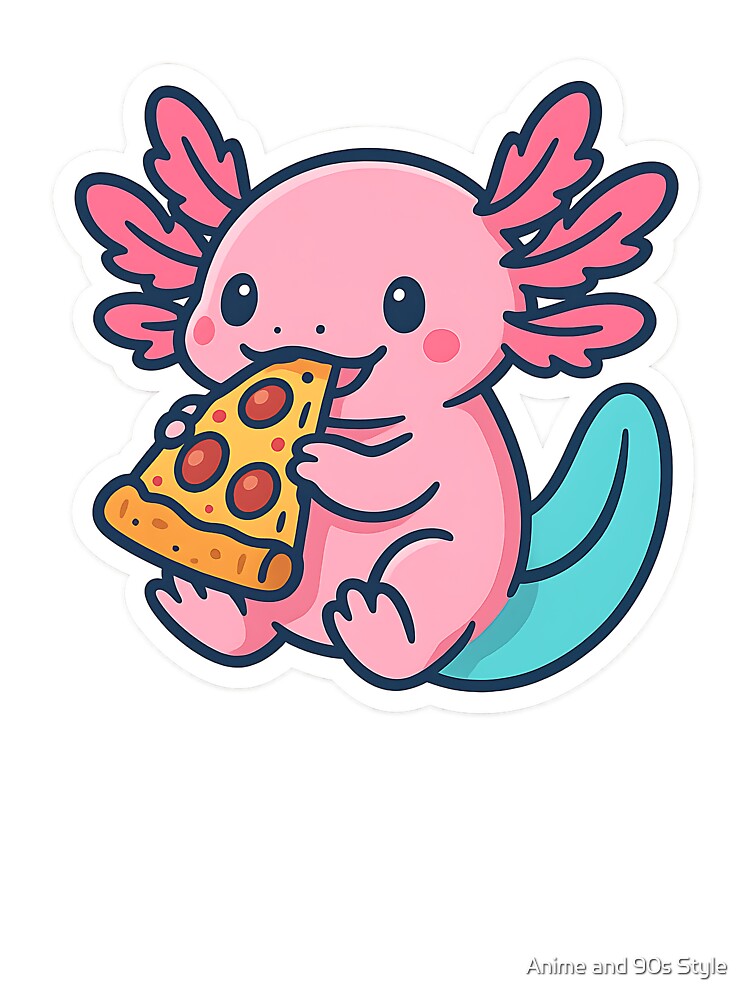 Axolotl Enjoying Pizza by Anime and 90s Style T-Shirts, Hoodie, Sweatshirt | BlankRebels.com (Image 3)