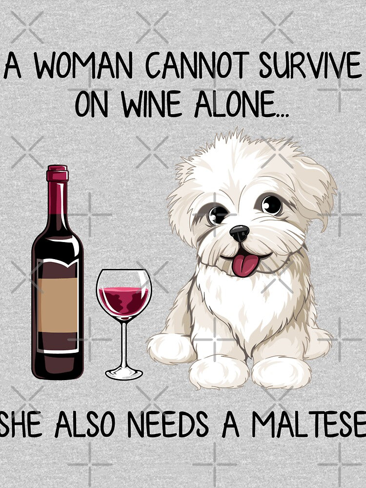 Maltese and wine Funny gift for dog mom by TeeDoozy T-Shirts, Hoodie, Sweatshirt | BlankRebels.com (Image 2)