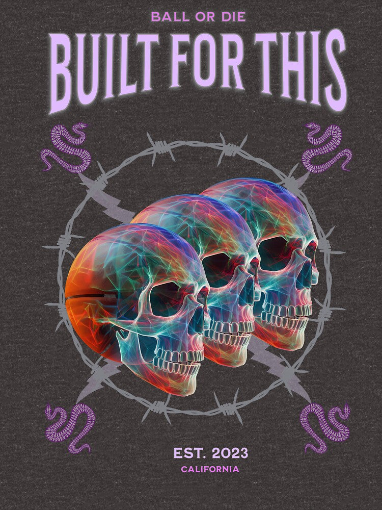 BUILT FOR THIS Basketball cool skull graphic active t-shirt by LongVibes Hoodie, Sweatshirt | BlankRebels.com (Image 3)