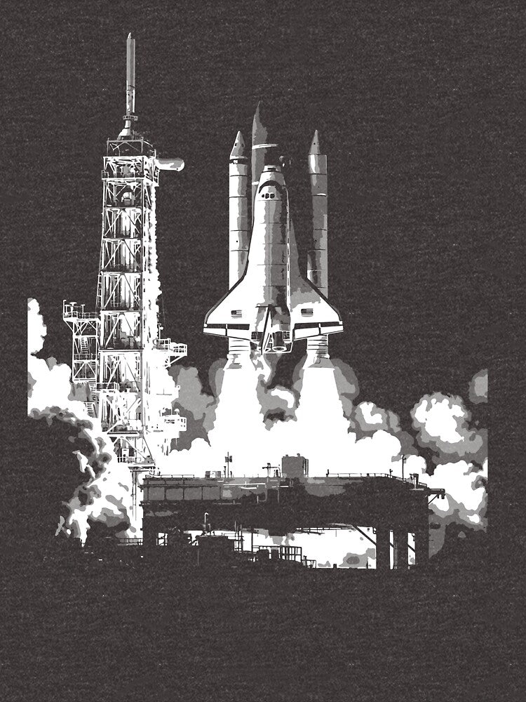 Space Shuttle Launch Monochrome Illustration by KiwiRider T-Shirts, Hoodie, Sweatshirt | BlankRebels.com (Image 3)