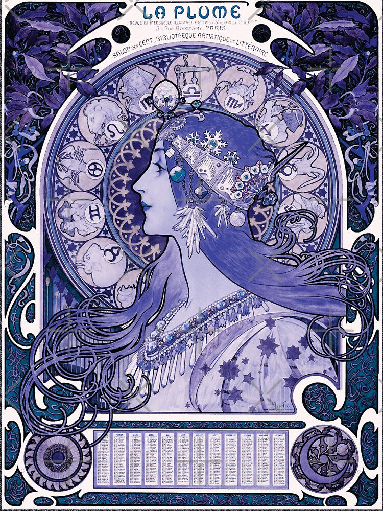 Zodiaque or La Plume in Violet(ca. 1896–1897) by Alphonse Maria Mucha. by theartsycamper T-Shirts, Hoodie,... (Image 3)