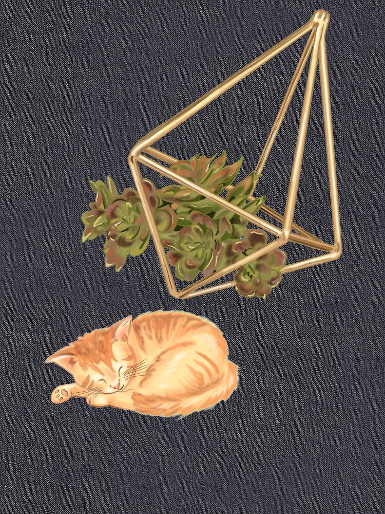 Geometric Planter Succulents and Cat Dark Gray by rachelleybell T-Shirts, Hoodie, Sweatshirt | BlankRebels.com (Image 3)
