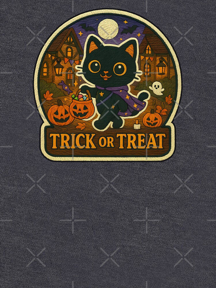Cute Halloween Black Cat Embroidery Patch – Trick or Treat Kawaii Spooky Kitty by Nuist25 T-Shirts, Hoodie,... (Image 3)