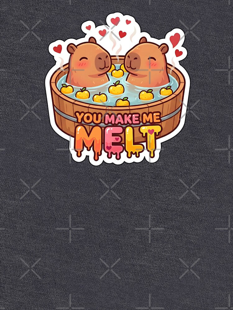 Valentine You Make Me Melt Cute Capybara Couple in Hot Tub by Nuist25 T-Shirts, Hoodie, Sweatshirt (Image 3)