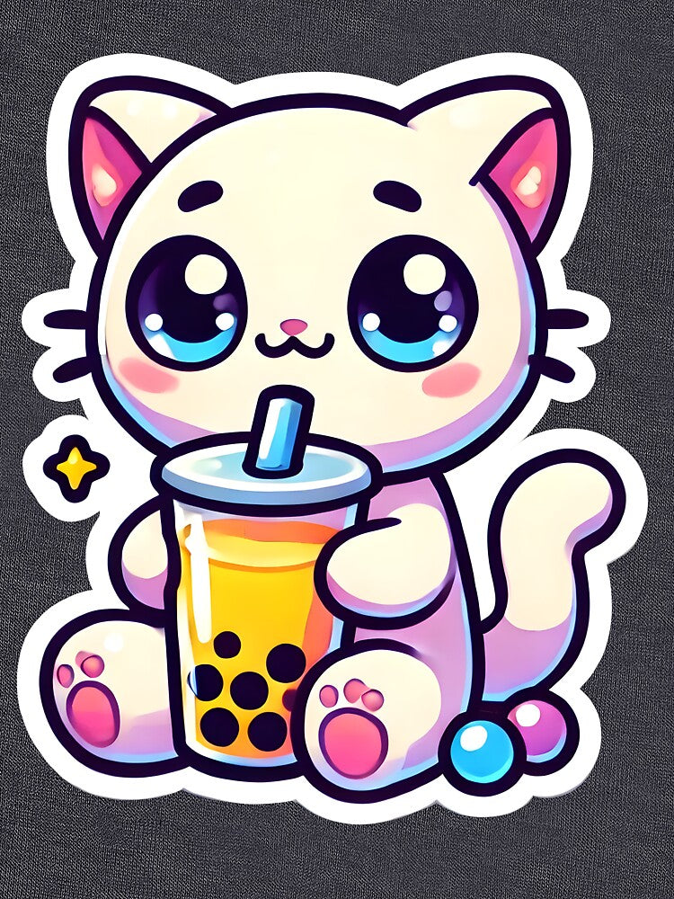 Cute Cat Drinking Bubble Tea by Shop-with-Yuuta