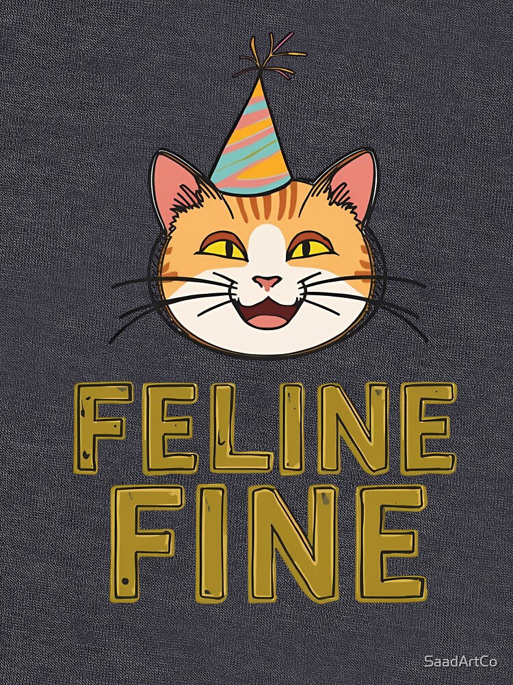 Feline Fine – Funny Cute Cat Lover Party Design by SaadArtCo T-Shirts, Hoodie, Sweatshirt | BlankRebels.com (Image 3)