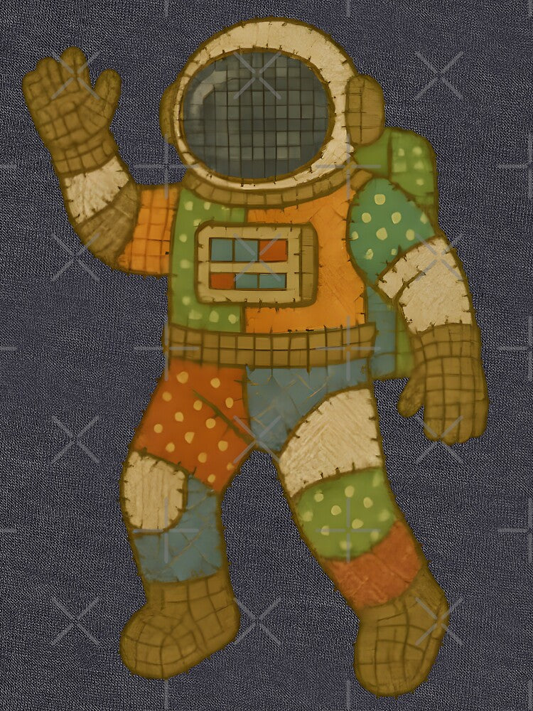 Faux Patchwork Space Explorer – Cozy Quilted Astronaut Design by shmupod T-Shirts, Hoodie, Sweatshirt (Image 3)