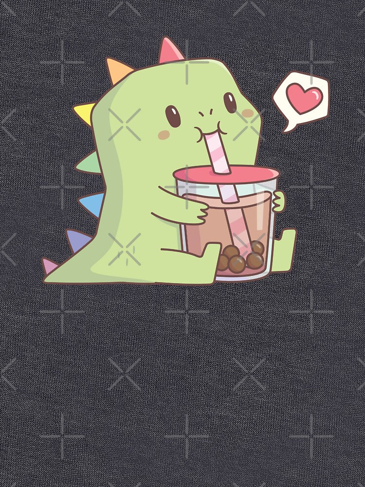 Cute Dino with Rainbow Spikes Loves Bubble Tea by rustydoodle T-Shirts, Hoodie, Sweatshirt | BlankRebels.com (Image 3)