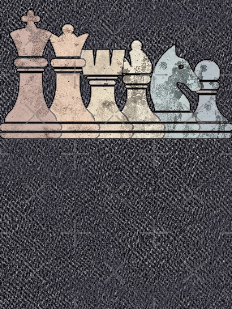 Distressed Retro Chess Pieces in a Row Chess by Happy Puppy Print On Demand T-Shirts, Hoodie, Sweatshirt (Image 3)