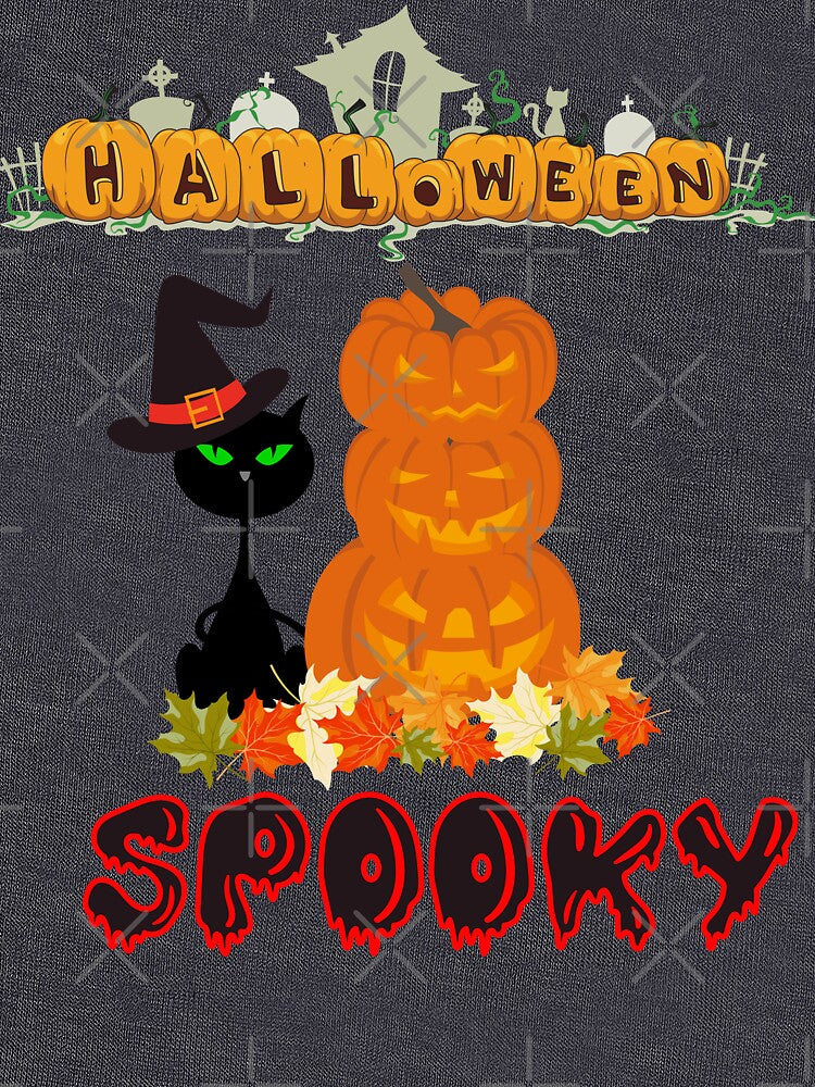Spooky Black Cat Halloween Pumpkin 2022 by olegarh T-Shirts, Hoodie, Sweatshirt | BlankRebels.com (Image 3)