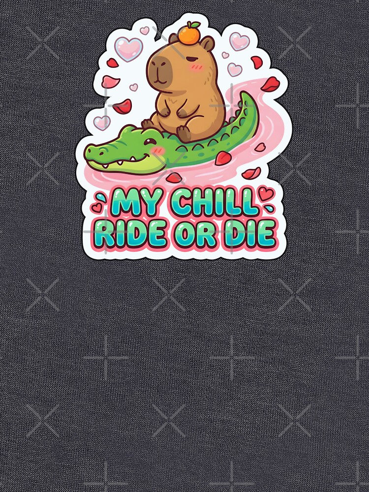 Valentine My Chill Ride or Die Cute Funny Animal Couple Sticker  Kawaii Valentine Gift by Nuist25 T-Shirts,... (Image 3)