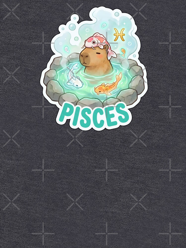 Zodiac Capybara Pisces – Dreamy Water Sign Onsen Cute Zodiac Sticker by Nuist25 T-Shirts, Hoodie, Sweatshirt (Image 3)