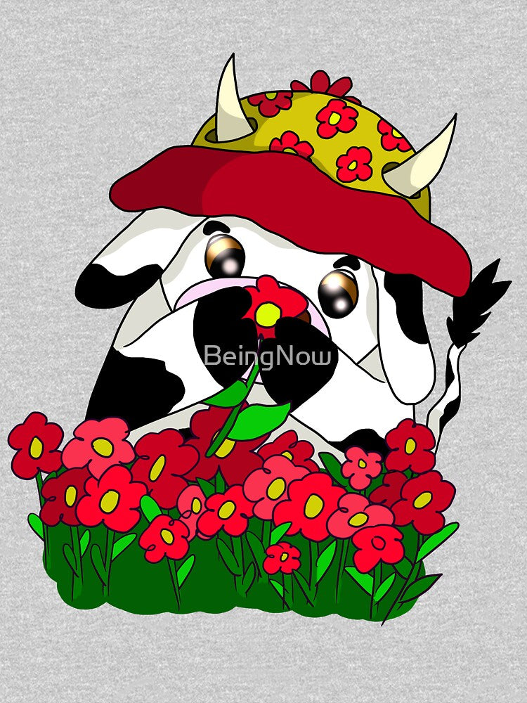 cartoon cow and poppies by BeingNow