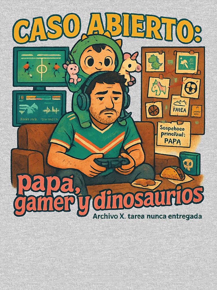 Caso Abierto: Papá Gamer y Dinosaurios Dad Gamer by POD DYNASTY | Original Print On Demand T-Shirt Graphics