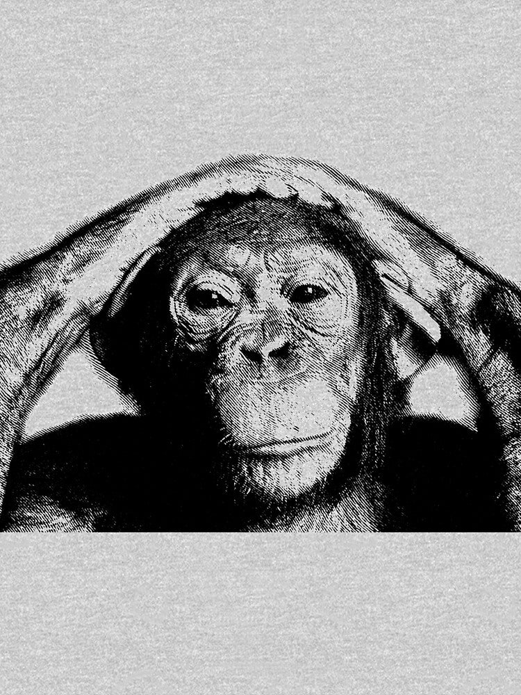 Wise Chimpanzee. Wildlife Digital Engraving Image by Digital Eclectica T-Shirts, Hoodie, Sweatshirt (Image 3)