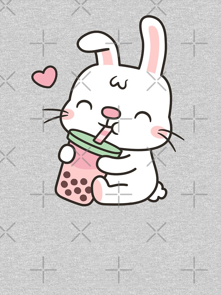 Cute Little White Bunny Enjoying Boba Tea by rustydoodle T-Shirts, Hoodie, Sweatshirt | BlankRebels.com (Image 3)