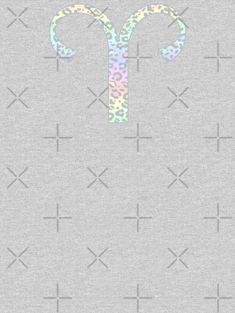 Aries Zodiac Symbol in Pastel Rainbow Leopard Print Pattern by Bumblefuzzies T-Shirts, Hoodie, Sweatshirt (Image 3)