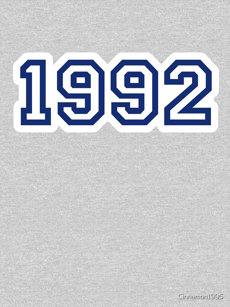 “1992” Classic 90s Year Numbers – Retro College Style with White Border by Vision Illustrated T-Shirts, Hoodie,... (Image 3)