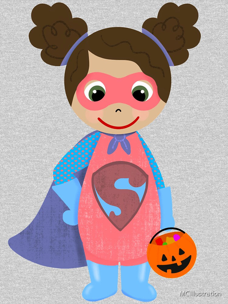 Superhero Girl Trick Treater Medium Skin Brown Hair T-Shirts, Hoodie, Sweatshirt