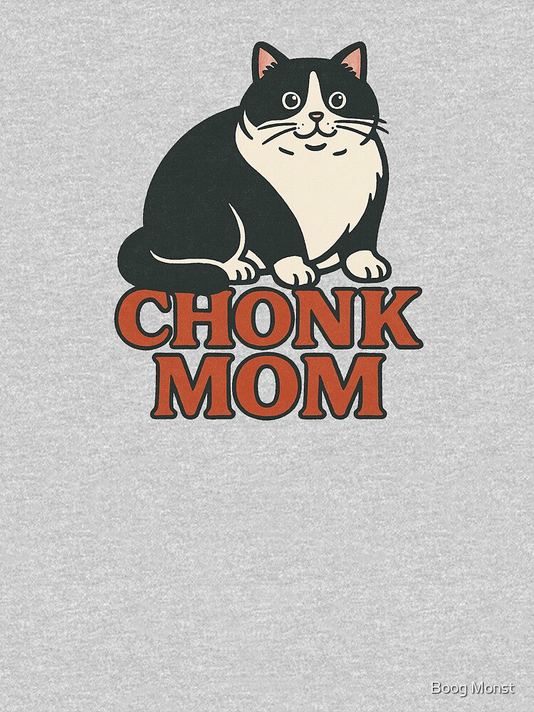 Black And White Cat Chonk Mom Funny Feline Design by Boog Monst T-Shirts, Hoodie, Sweatshirt | BlankRebels.com (Image 3)