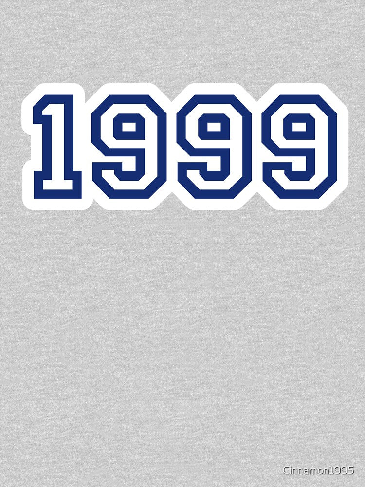 “1999” Classic 90s Year Numbers – Retro College Style with White Border by Vision Illustrated T-Shirts, Hoodie,... (Image 3)
