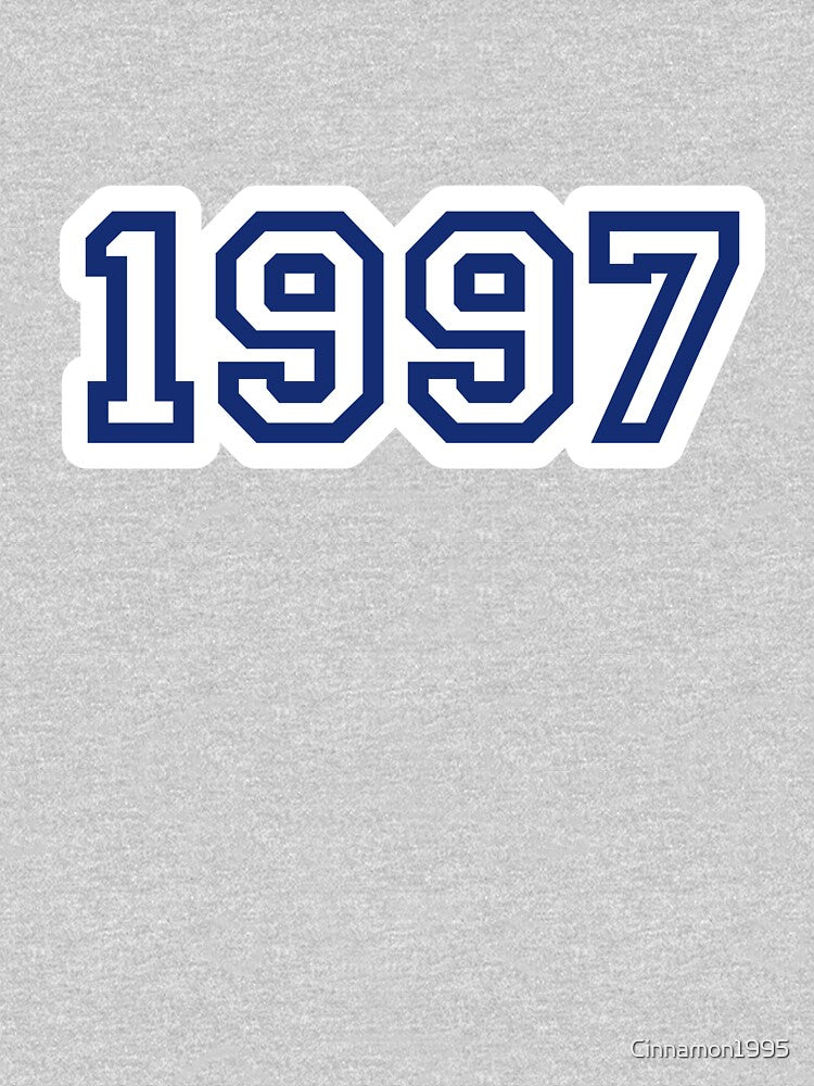 “1997” Classic 90s Year Numbers – Retro College Style with White Border by Vision Illustrated T-Shirts, Hoodie,... (Image 3)