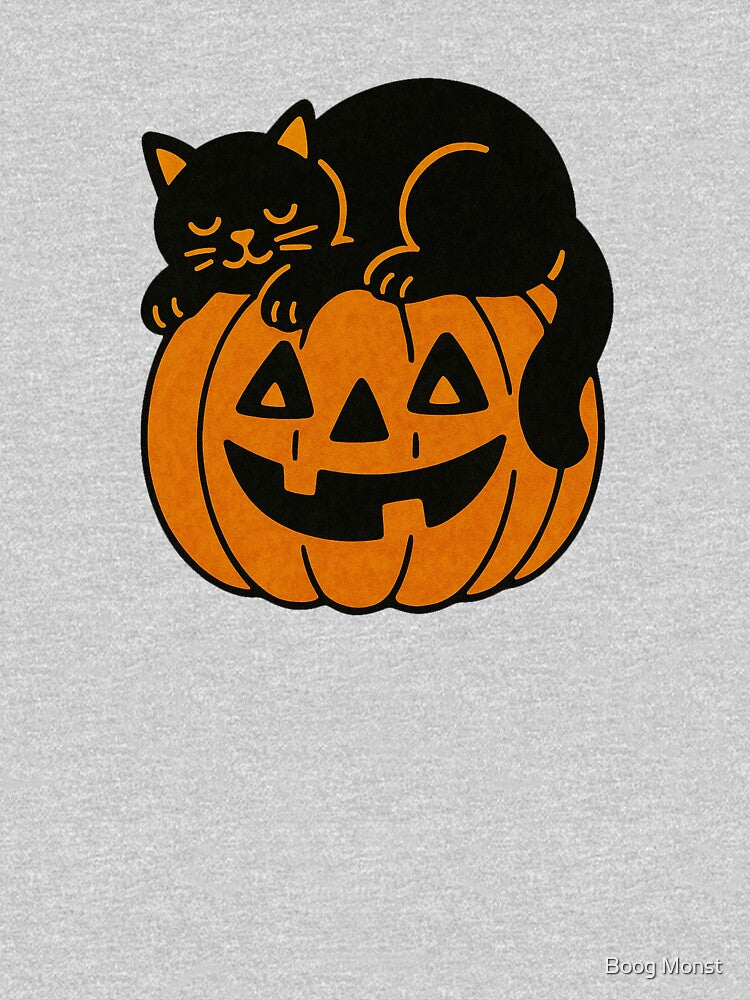 Vintage Black Cat on Jack O Lantern Halloween Art by Boog Monst T-Shirts, Hoodie, Sweatshirt | BlankRebels.com (Image 3)