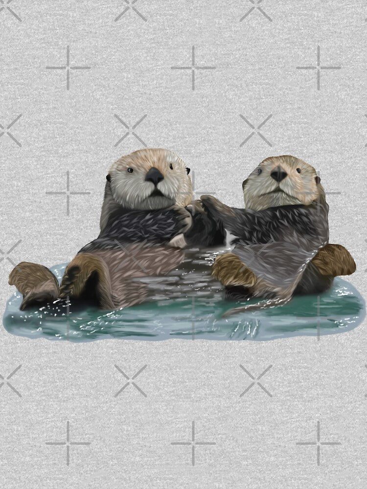 Cute Otters holding hands by Royal Red Panda T-Shirts, Hoodie, Sweatshirt | BlankRebels.com (Image 3)
