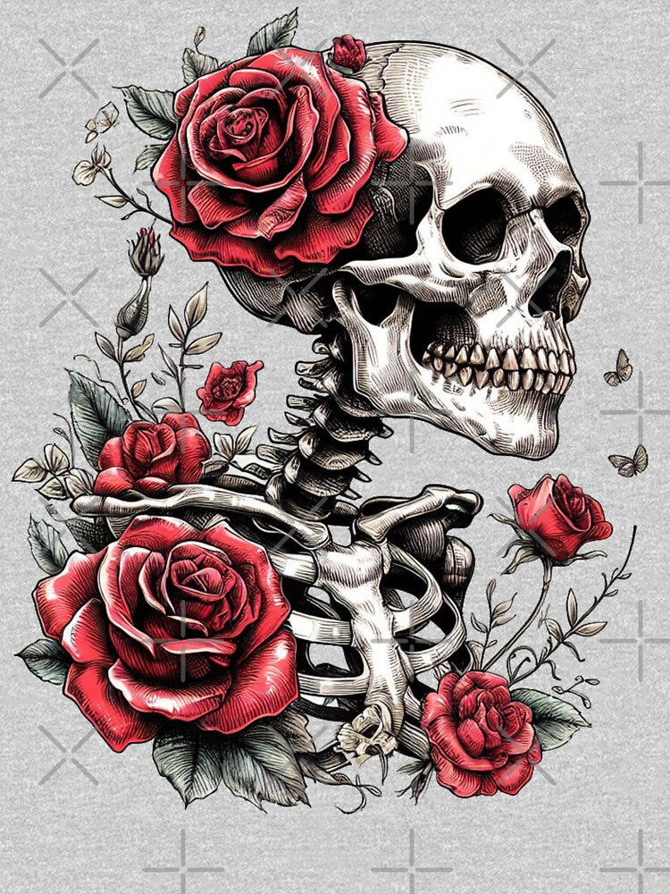 Skeleton Adorned With Roses by CreepyCornerArt T-Shirts, Hoodie, Sweatshirt | BlankRebels.com (Image 3)