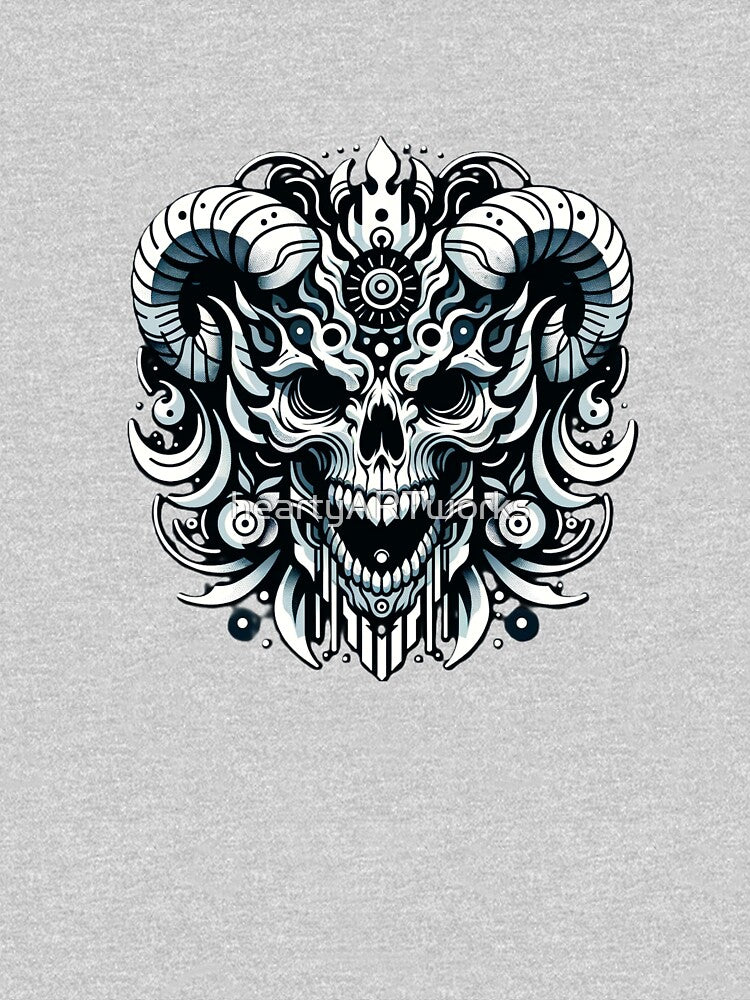 Tribal Ram Skull (gray) by heartyARTworks T-Shirts, Hoodie, Sweatshirt | BlankRebels.com (Image 3)