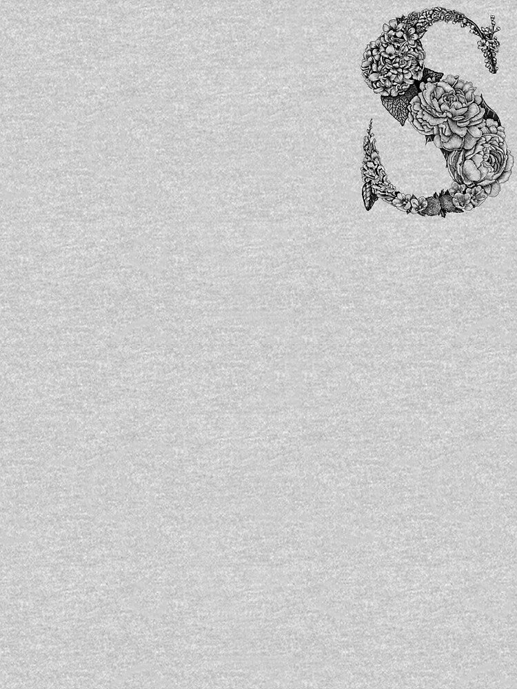 Botanical Letter S Floral Black and White by byLilyMarie T-Shirts, Hoodie, Sweatshirt | BlankRebels.com (Image 3)