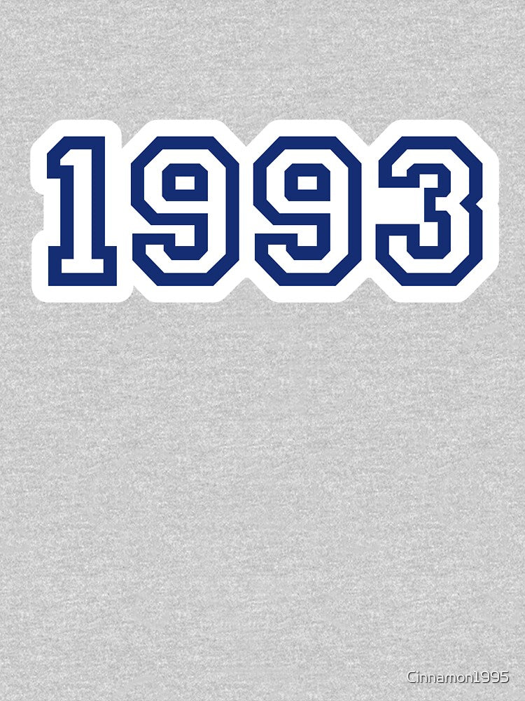 “1993” Classic 90s Year Numbers – Retro College Style with White Border by Vision Illustrated T-Shirts, Hoodie,... (Image 3)