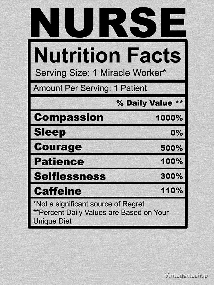 Nurse Nutrition Facts, Nurse Gift, Cute Gift For Nurse by Vintagemashup T-Shirts, Hoodie, Sweatshirt (Image 3)