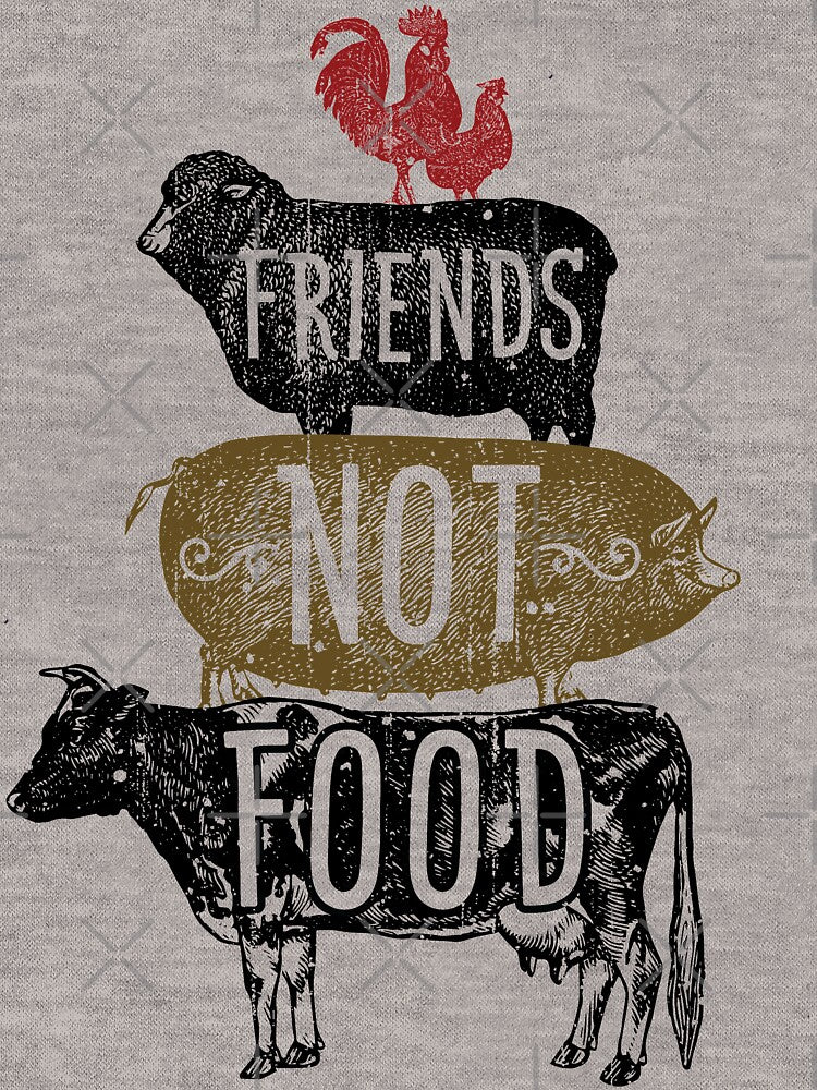 Friends Not Food - Vegan Vegetarian Animal Lovers T-Shirt (Image 3)