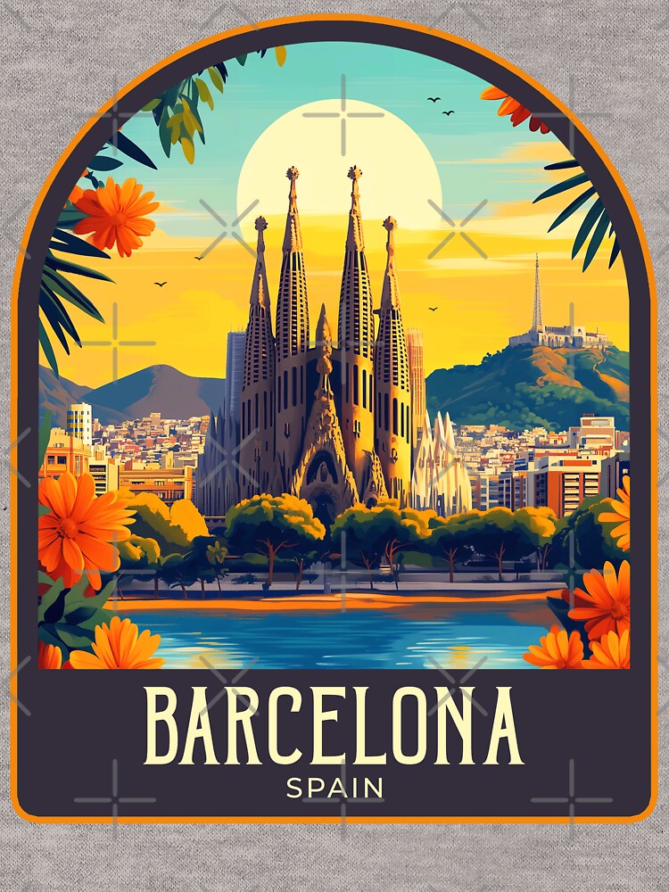 Barcelona Vintage Travel Illustration by HomeLivingCo